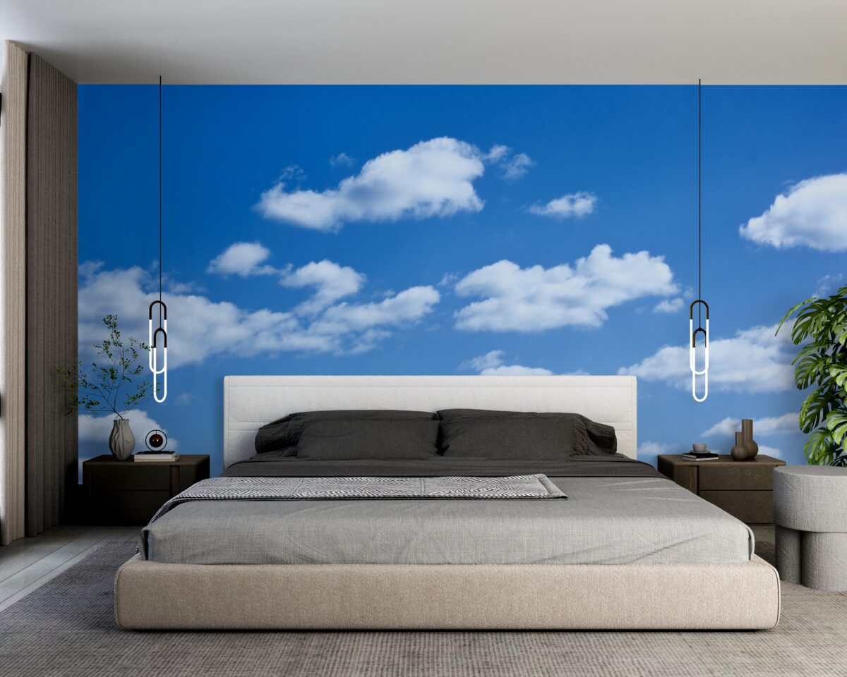 Fototapeta biele oblaky plávajúce na modrej oblohe