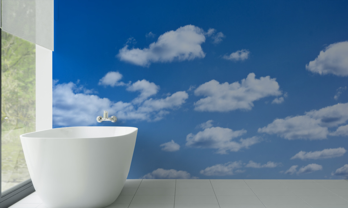 Fototapeta biele oblaky plávajúce na modrej oblohe