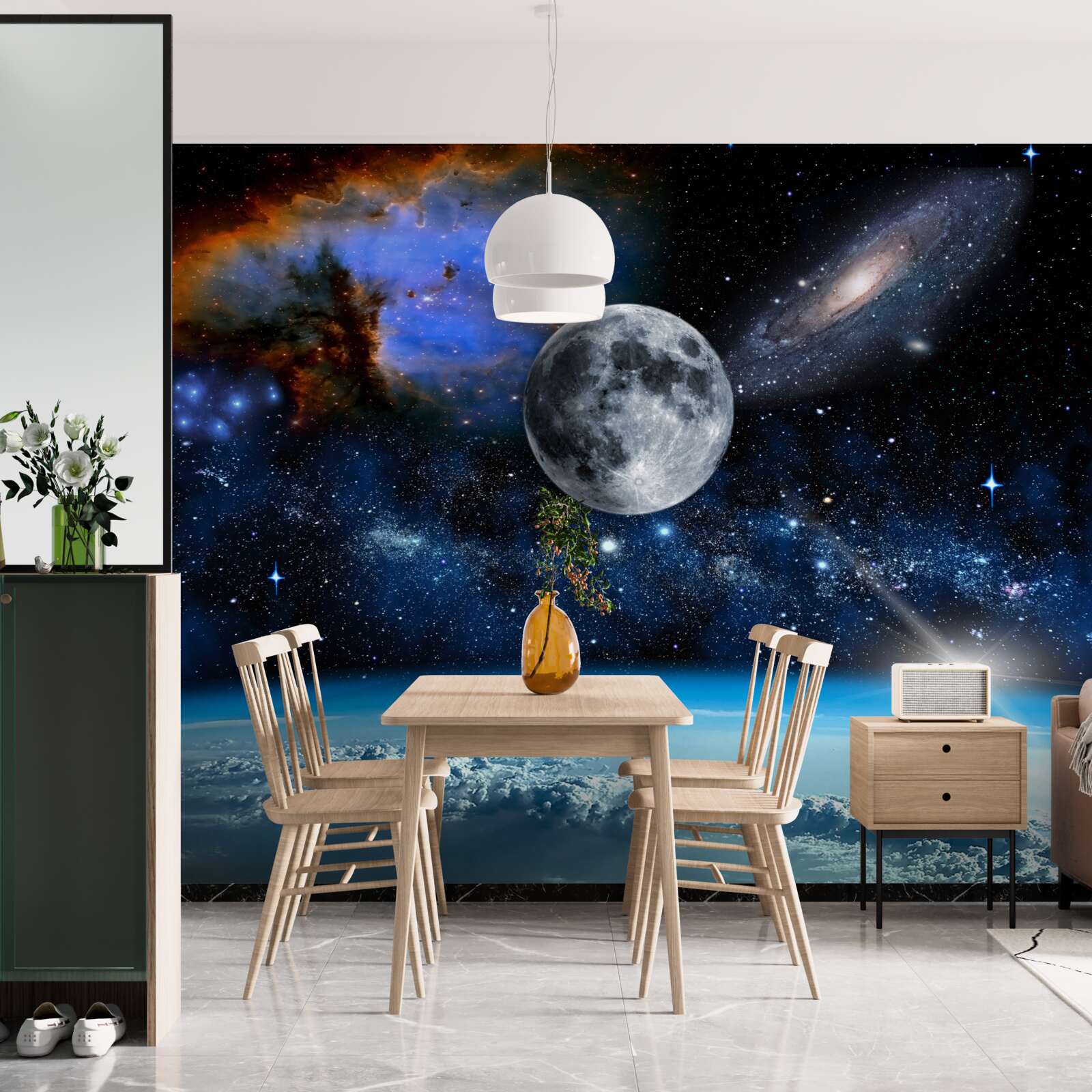 Fototapeta mesiac a vesmír sú nad oblakmi