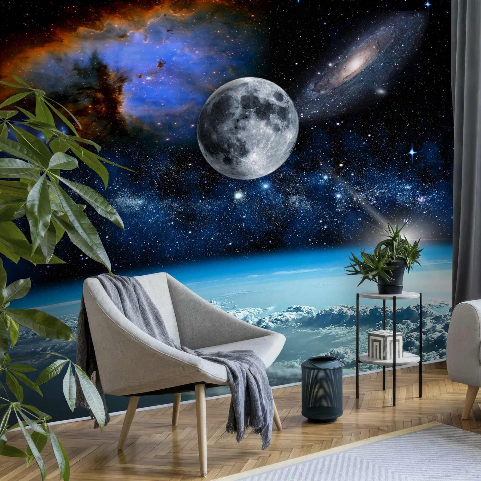 Fototapeta mesiac a vesmír sú nad oblakmi