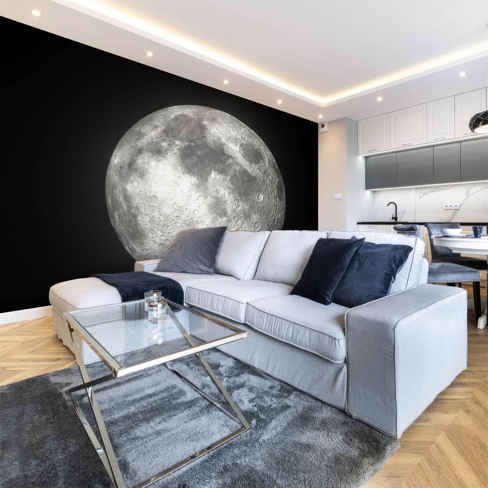 Fototapeta čierne pozadie zdobí neporovnateľný spln mesiaca