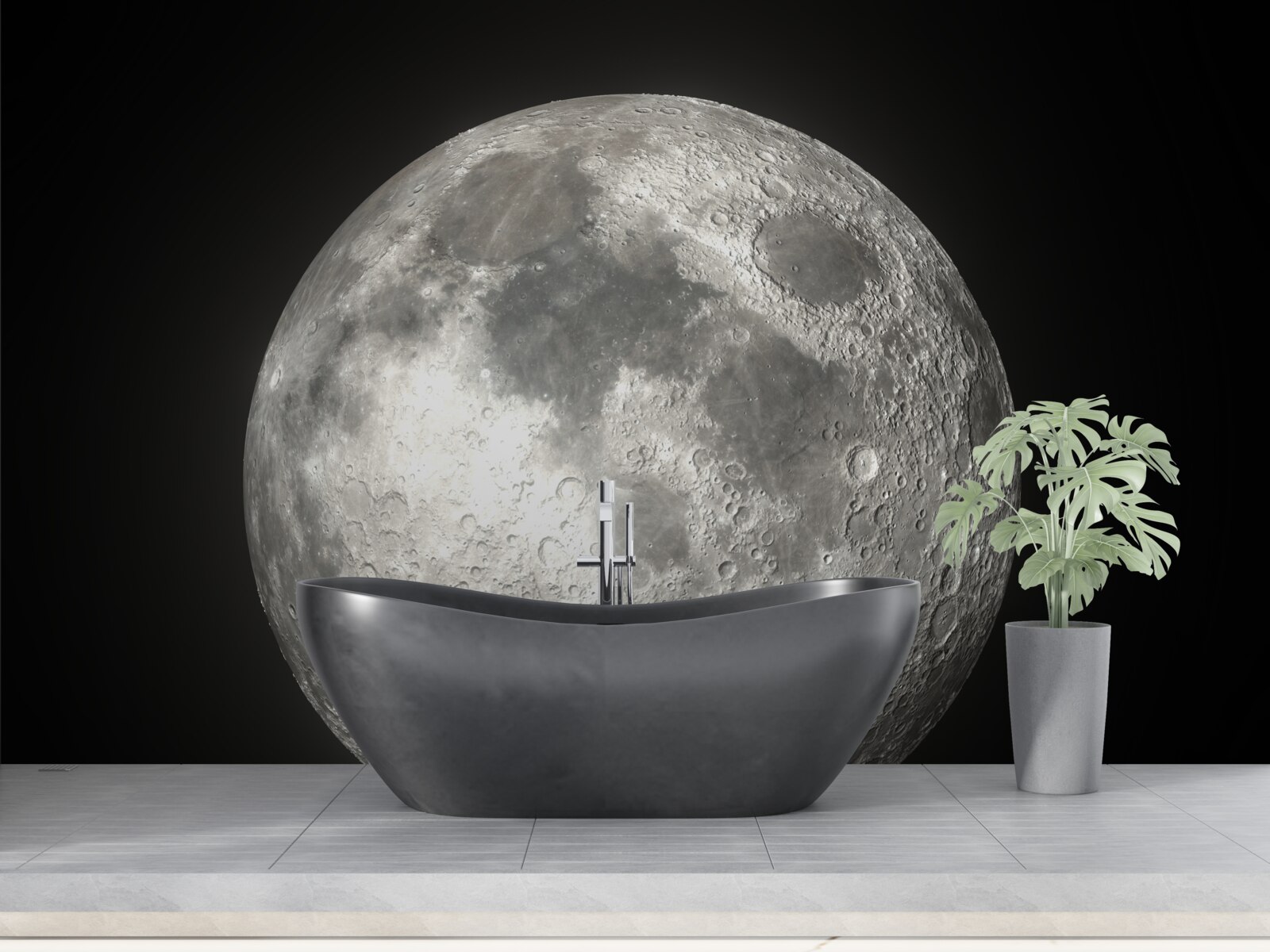 Fototapeta čierne pozadie zdobí neporovnateľný spln mesiaca