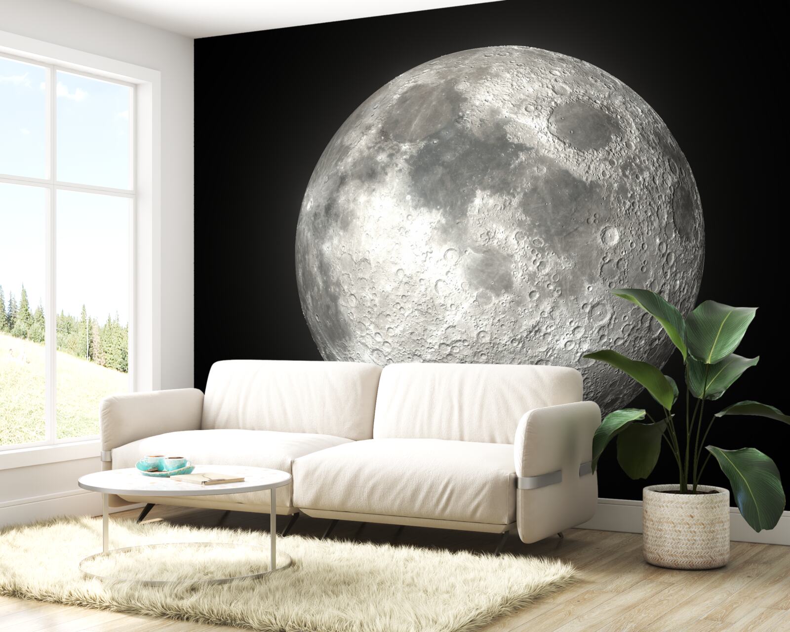 Fototapeta čierne pozadie zdobí neporovnateľný spln mesiaca
