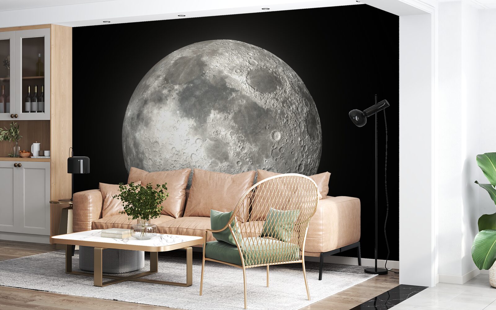 Fototapeta čierne pozadie zdobí neporovnateľný spln mesiaca