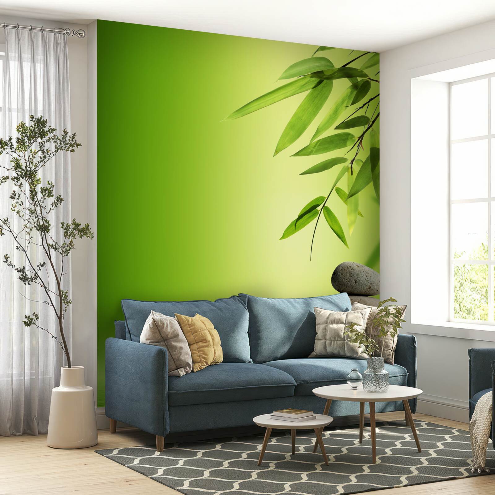 Fototapeta zelený bambus a kúpeľné kamene