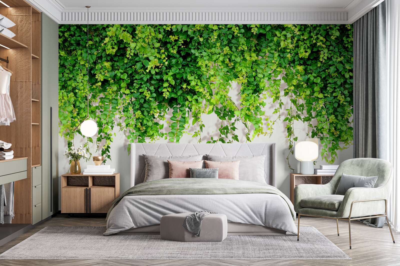 Fototapeta závesné rastliny sú svetlozelené