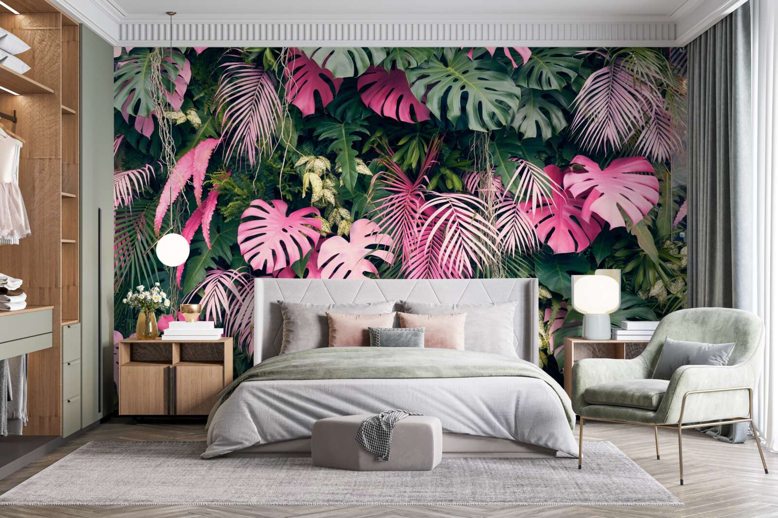 Fototapeta listy paprade sú svetloružové