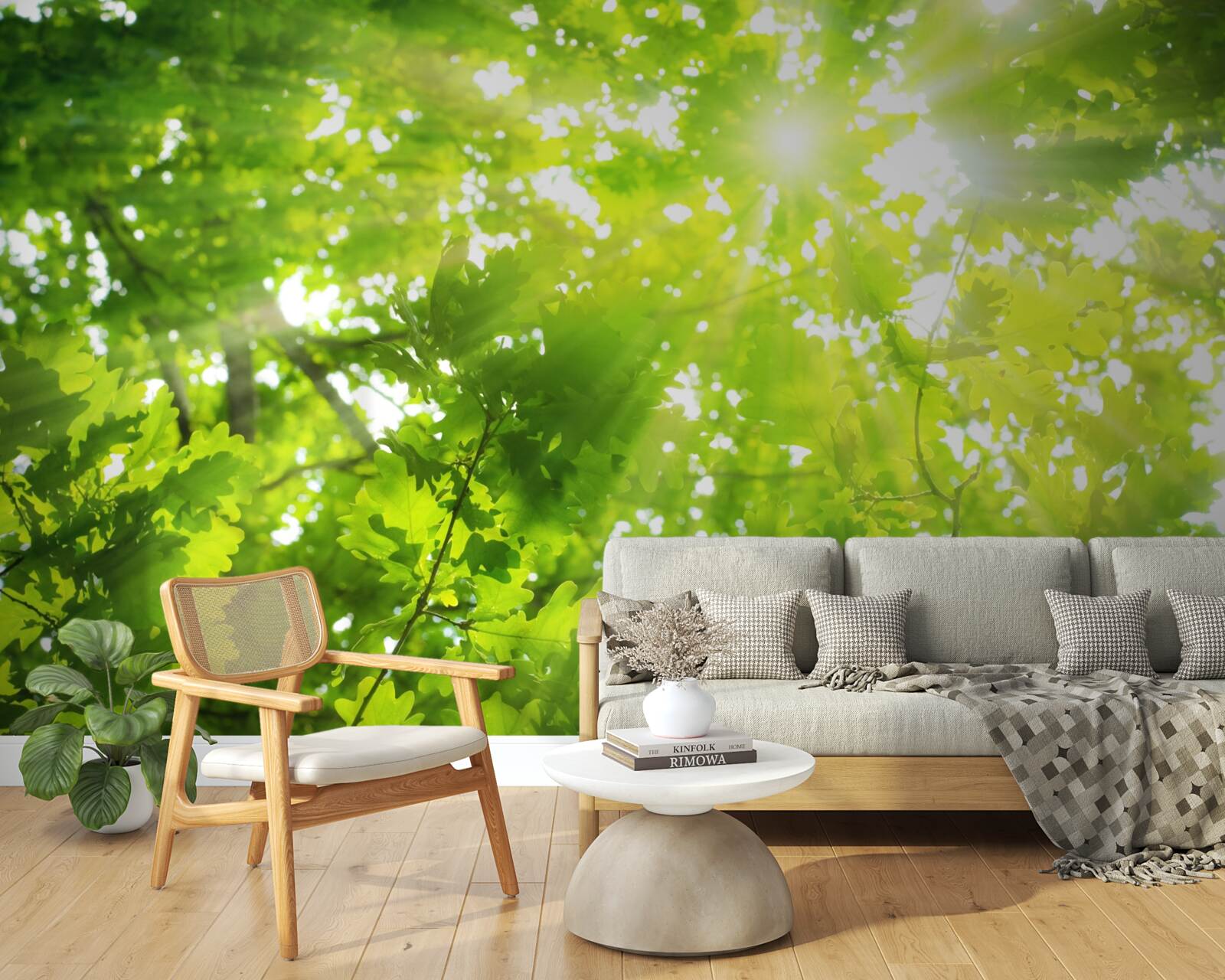 Fototapeta slnečné lúče žiariace v zelenej húštine