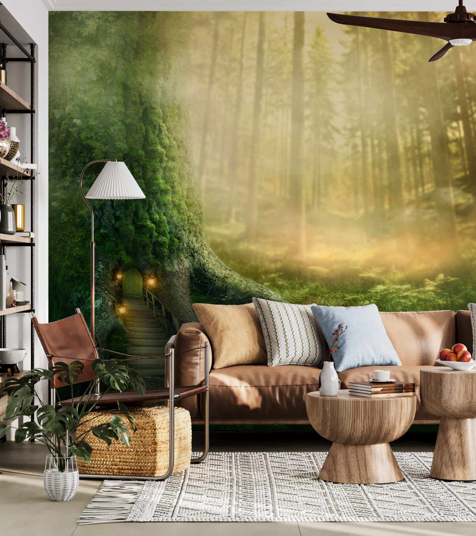 Fototapeta zelený les je zahalený v hustej hmle