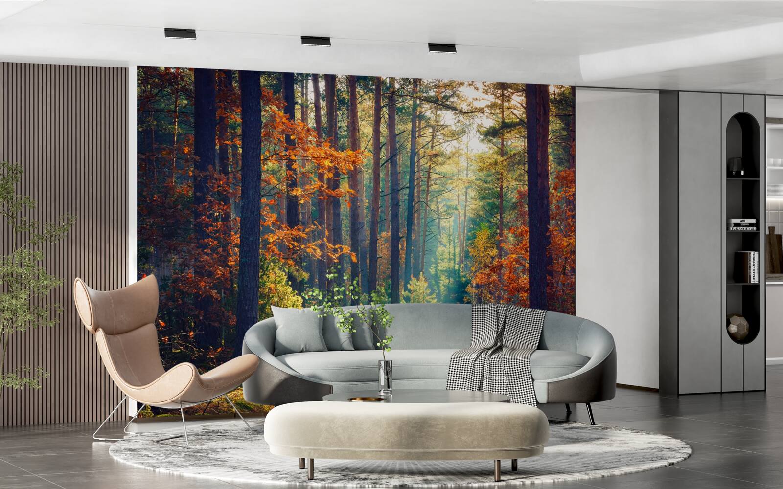 Fototapeta slnečný lúč v jesennom lese