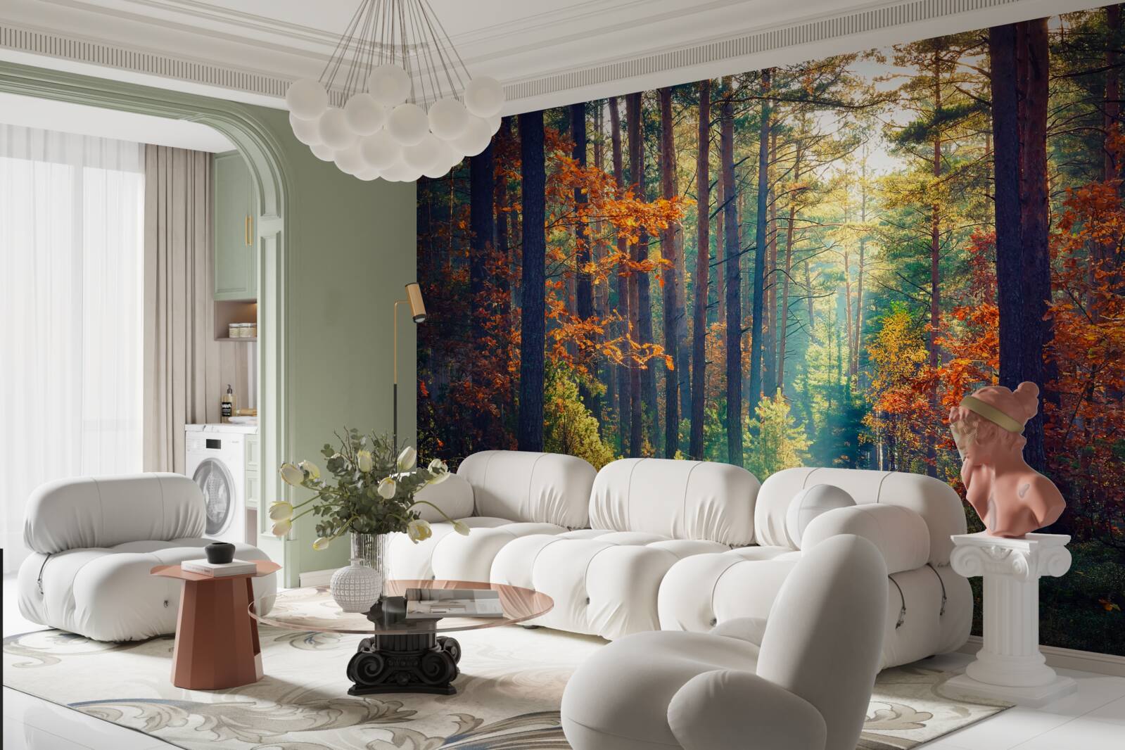 Fototapeta slnečný lúč v jesennom lese