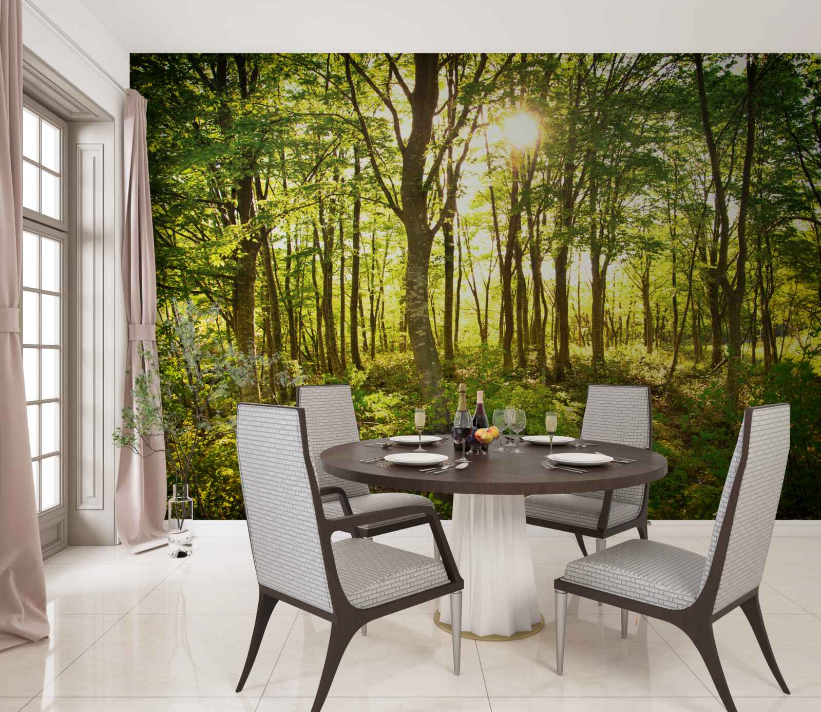 Fototapeta slnečné lúče osvetľujú osikový háj