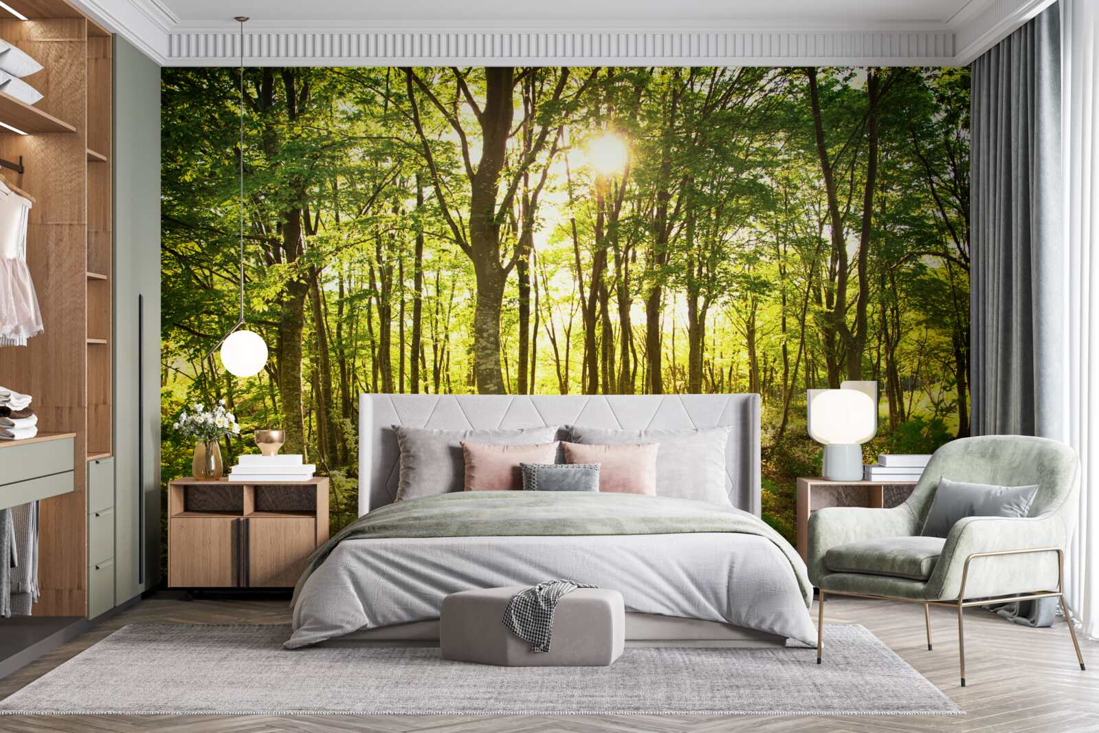 Fototapeta slnečné lúče osvetľujú osikový háj