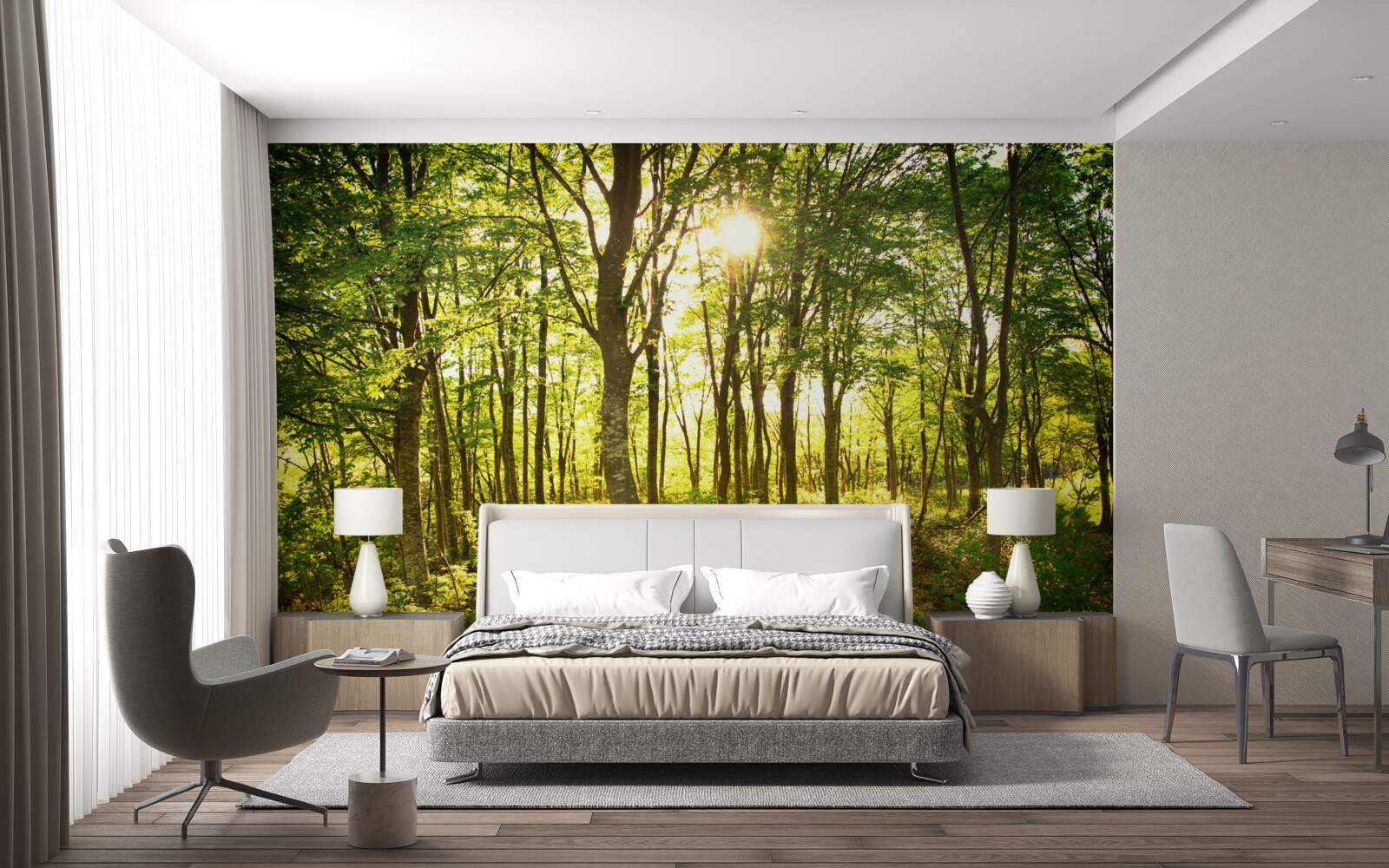 Fototapeta slnečné lúče osvetľujú osikový háj