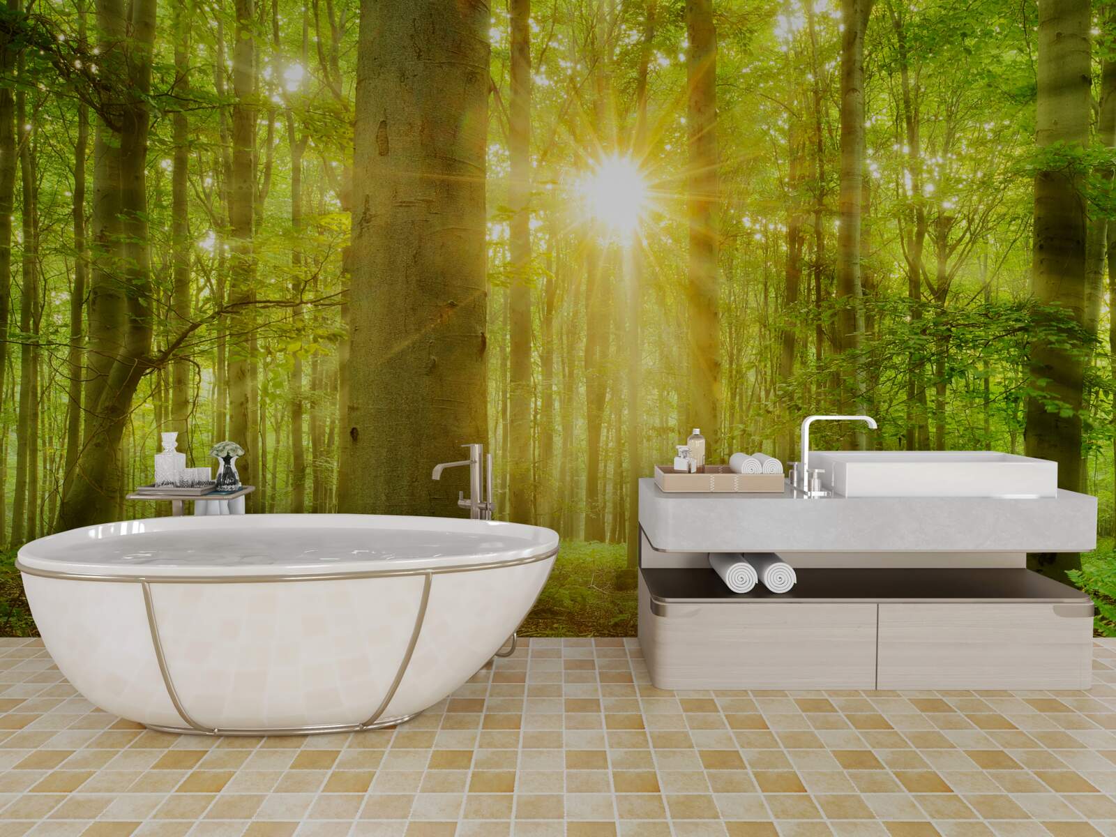 Fototapeta Slnečné svetlo v bukovom lese