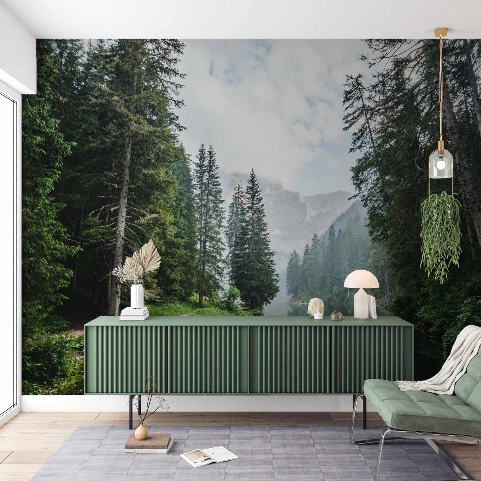 Fototapeta pokojný rybník v borovicovom háji