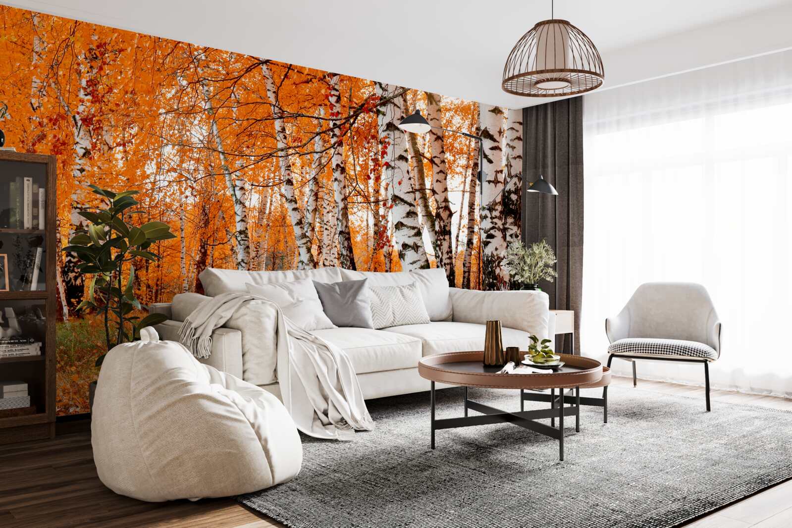 Fototapeta listy brezy sú oranžové