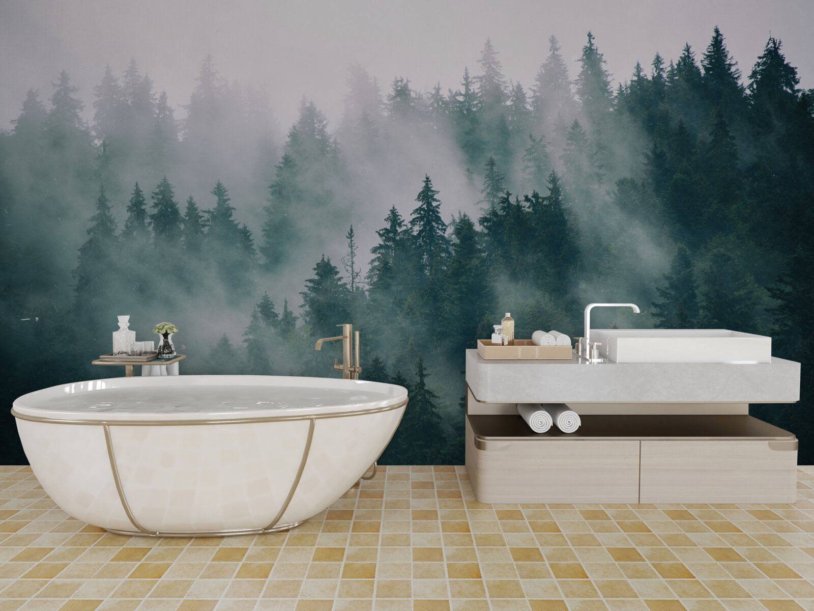 Fototapeta hmlistá ranná hodina v ihličnatom lese