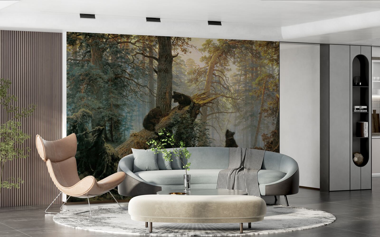 Fototapeta Svitanie v lese, kde vládnu borovice