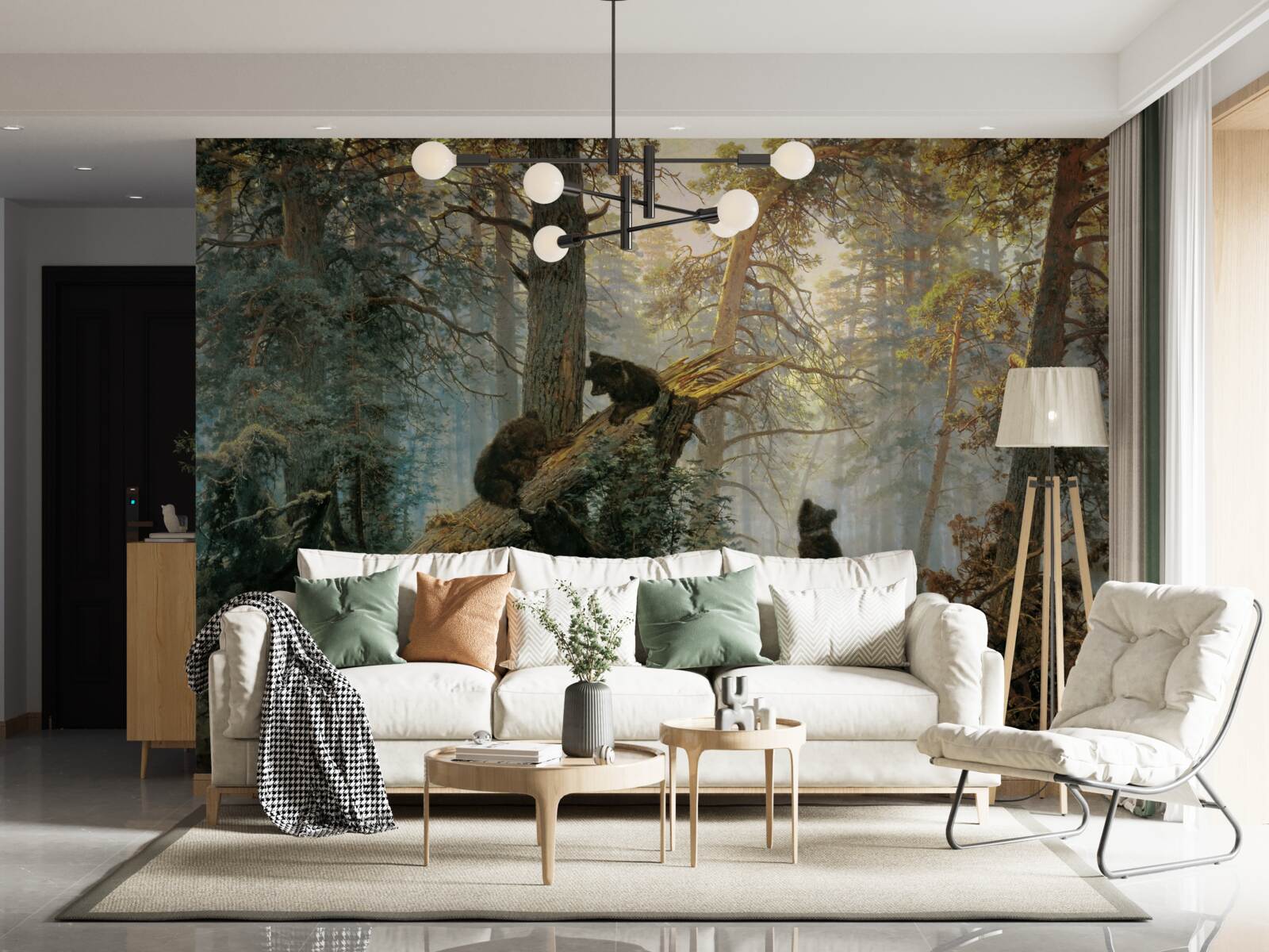 Fototapeta Svitanie v lese, kde vládnu borovice