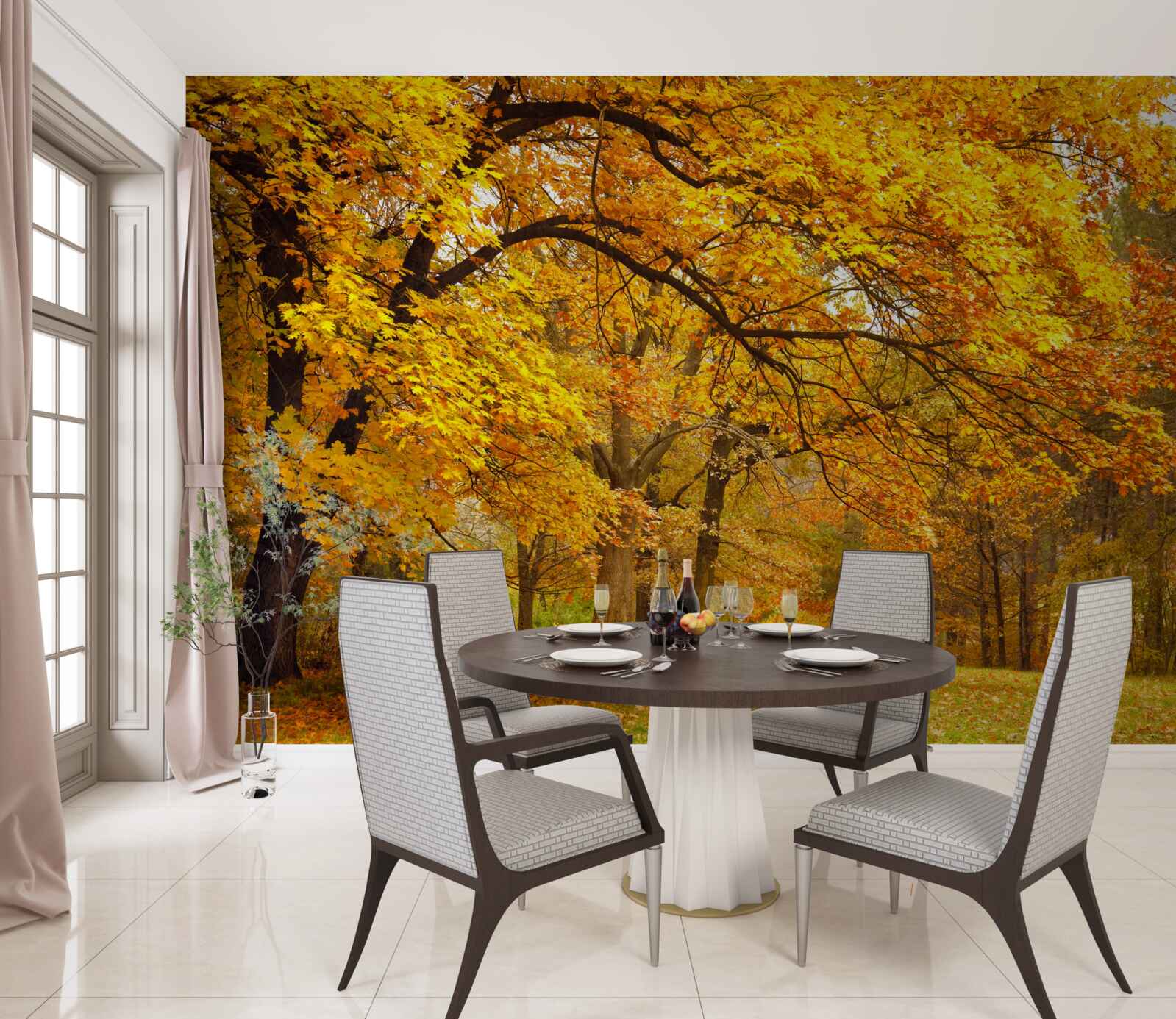 Fototapeta jeseň vstúpila do lesa vo svojich žltých šatách