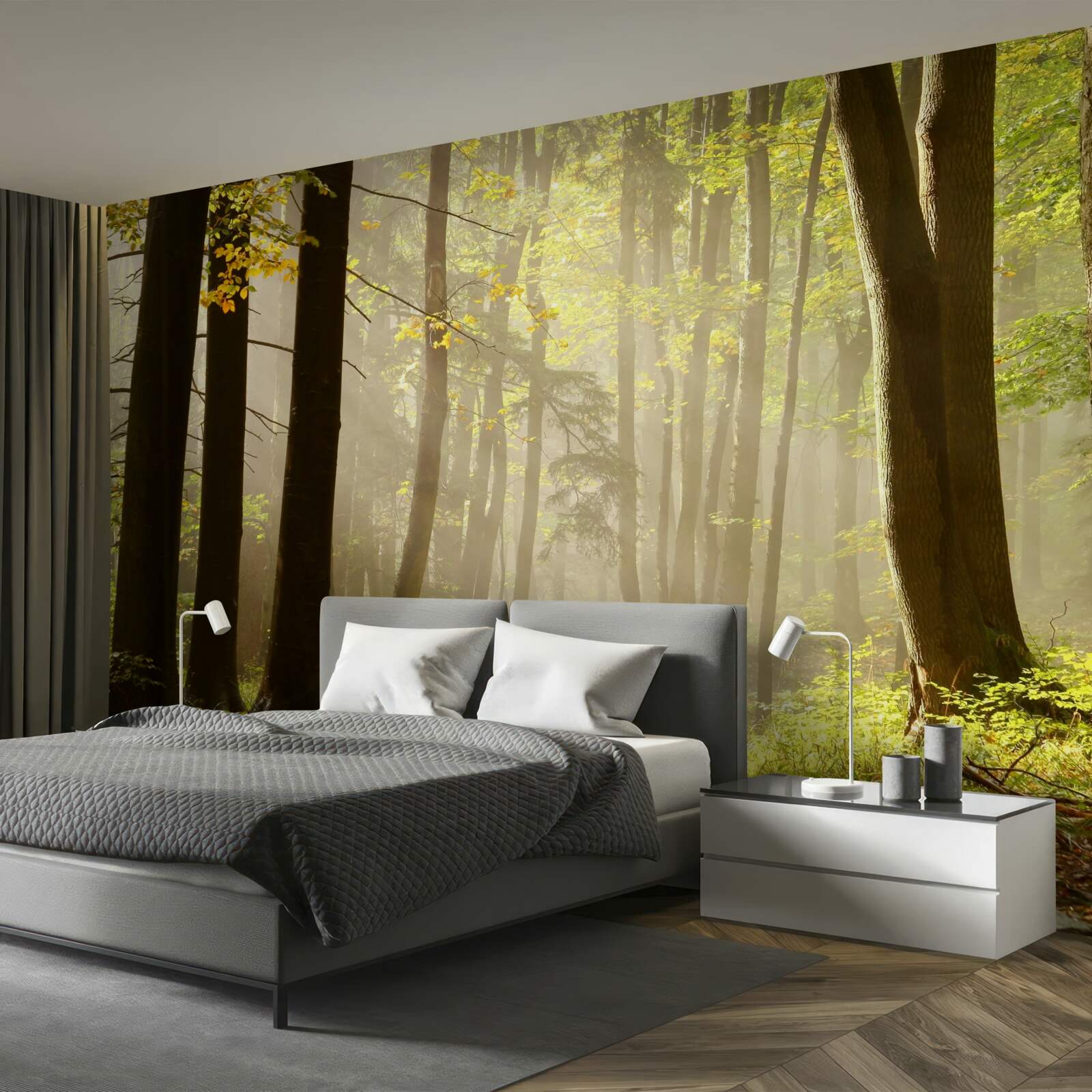 Fototapeta lúče ranného slnka prenikajú do hmly na púšti