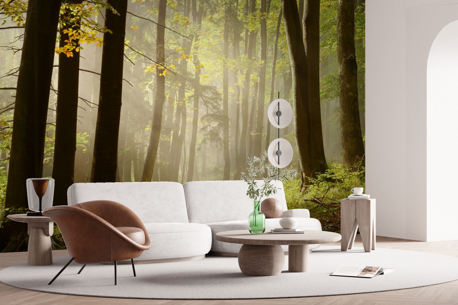 Fototapeta lúče ranného slnka prenikajú do hmly na púšti