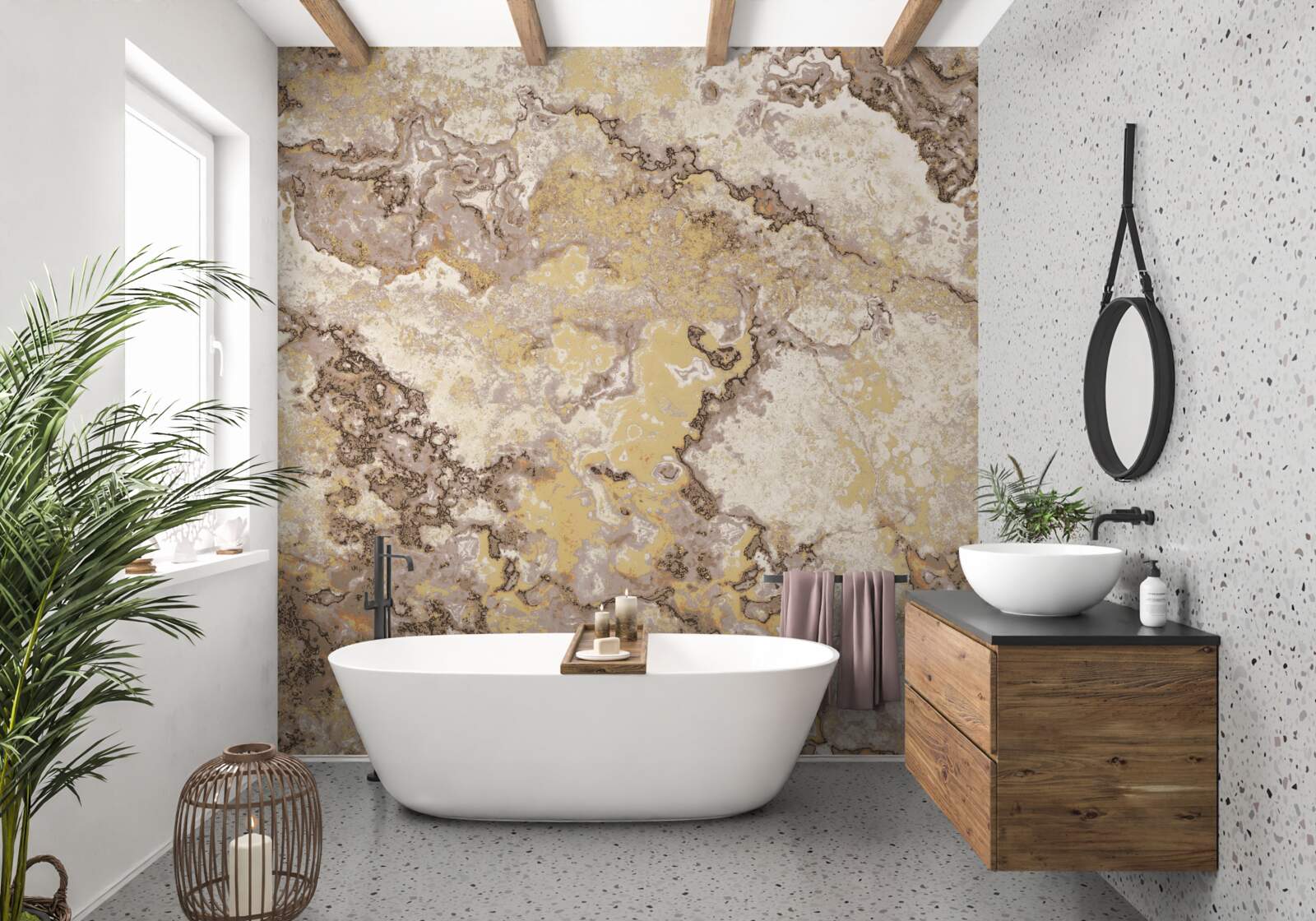 Fototapeta jemné vlny svetlohnedého mramoru