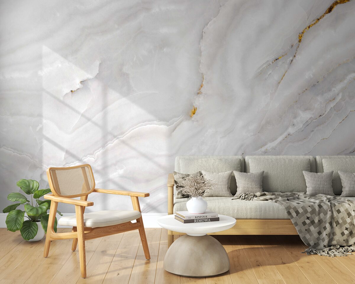 Fototapeta svetelné vlny na snehobielom mramore