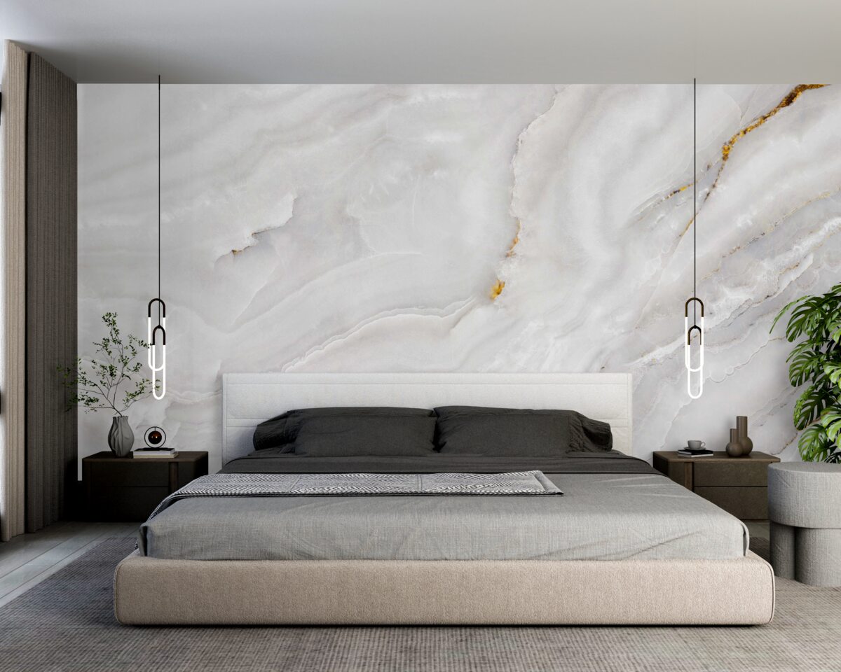 Fototapeta svetelné vlny na snehobielom mramore