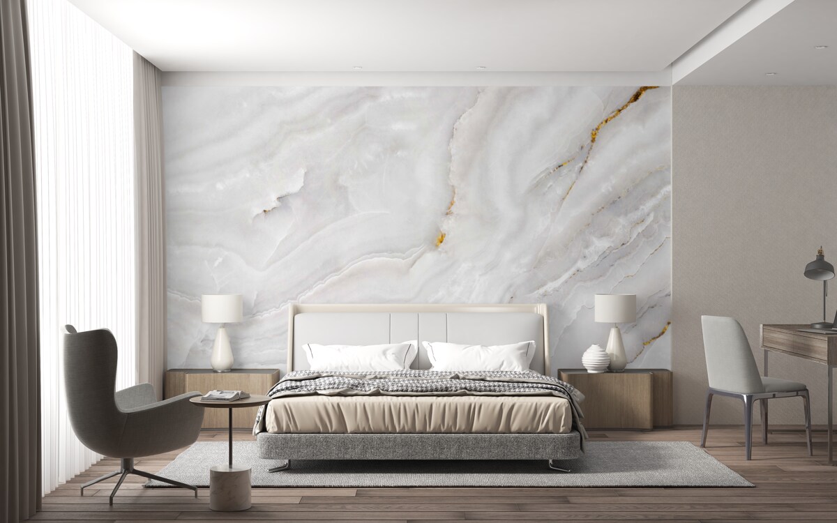 Fototapeta svetelné vlny na snehobielom mramore