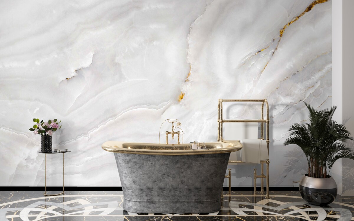 Fototapeta svetelné vlny na snehobielom mramore