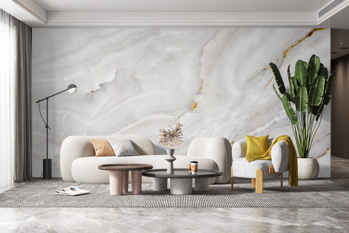 Fototapeta svetelné vlny na snehobielom mramore