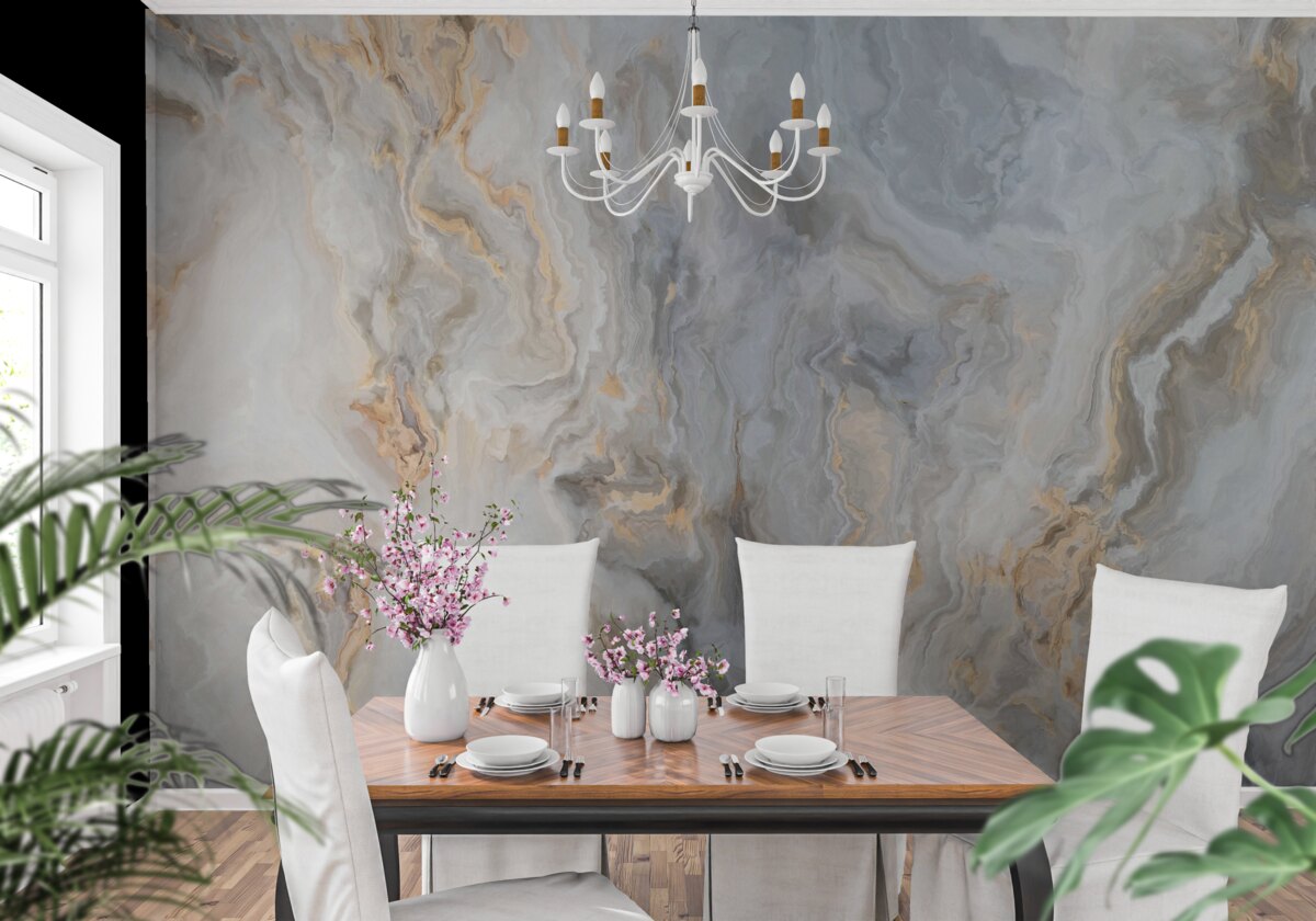 Fototapeta sivý podklad, zdobený zlatými odtieňmi