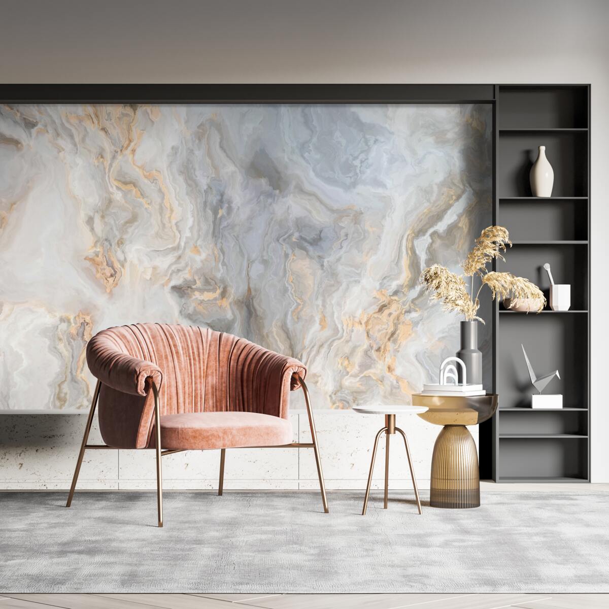 Fototapeta sivý podklad, zdobený zlatými odtieňmi