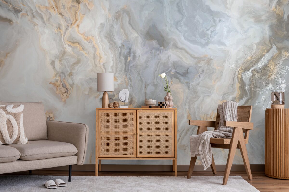 Fototapeta sivý podklad, zdobený zlatými odtieňmi