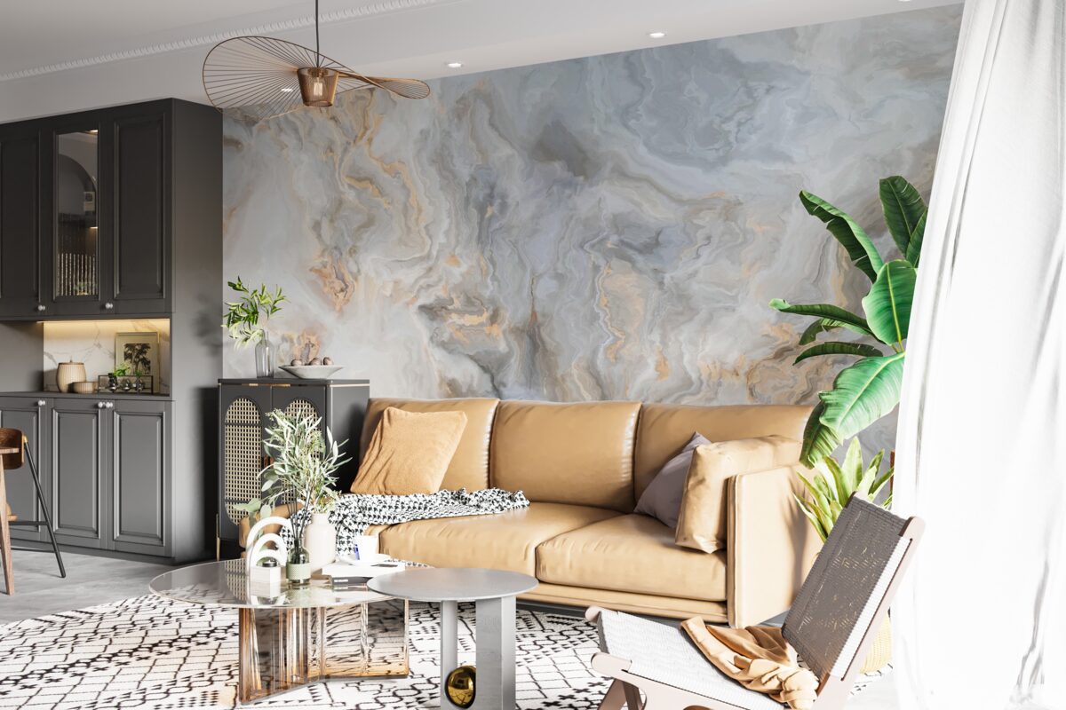 Fototapeta sivý podklad, zdobený zlatými odtieňmi