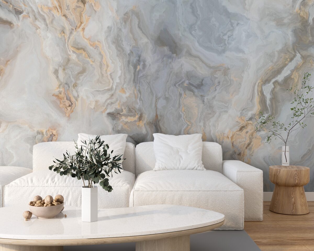 Fototapeta sivý podklad, zdobený zlatými odtieňmi