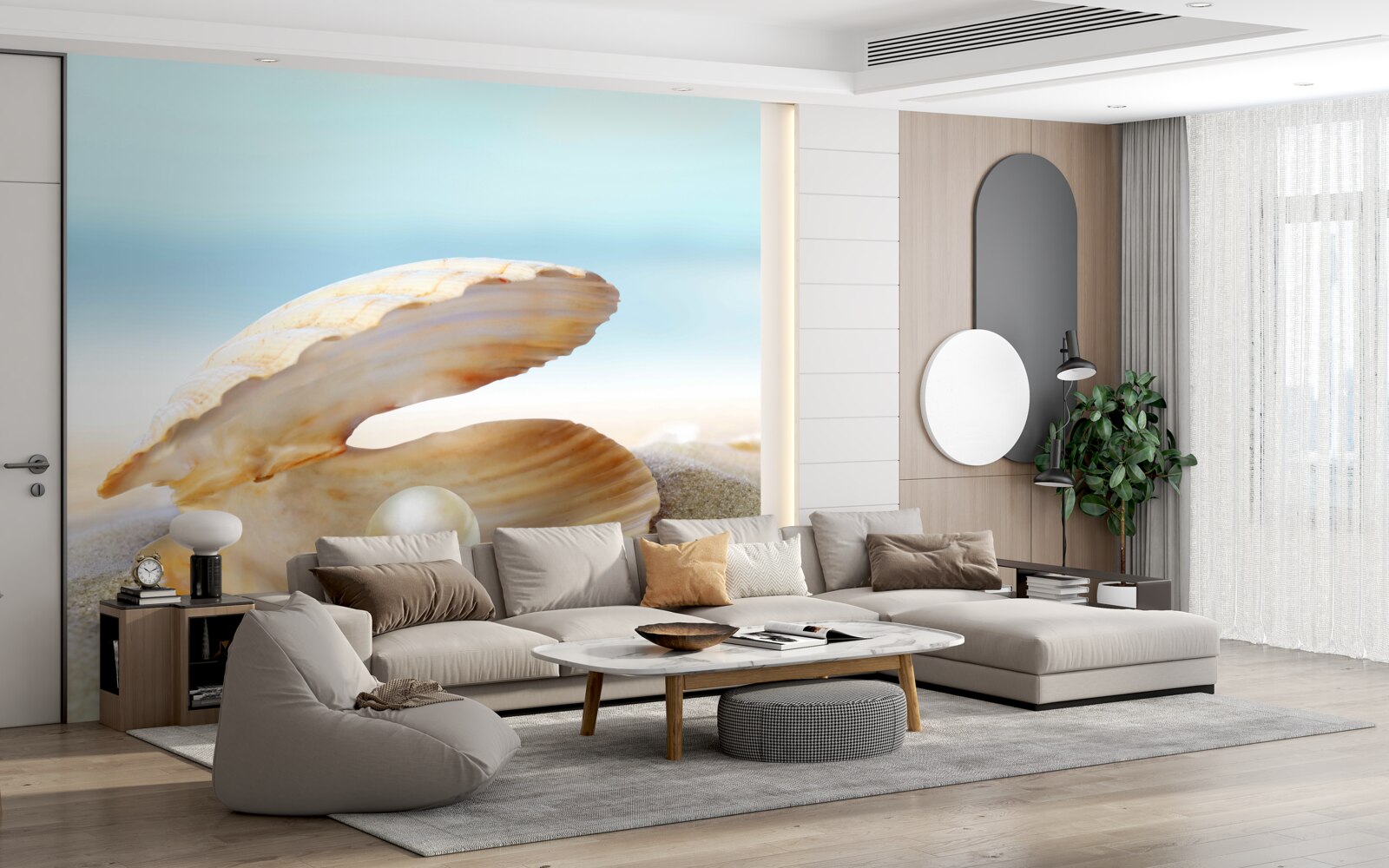 Fototapeta perla v lastúrke na pobreží