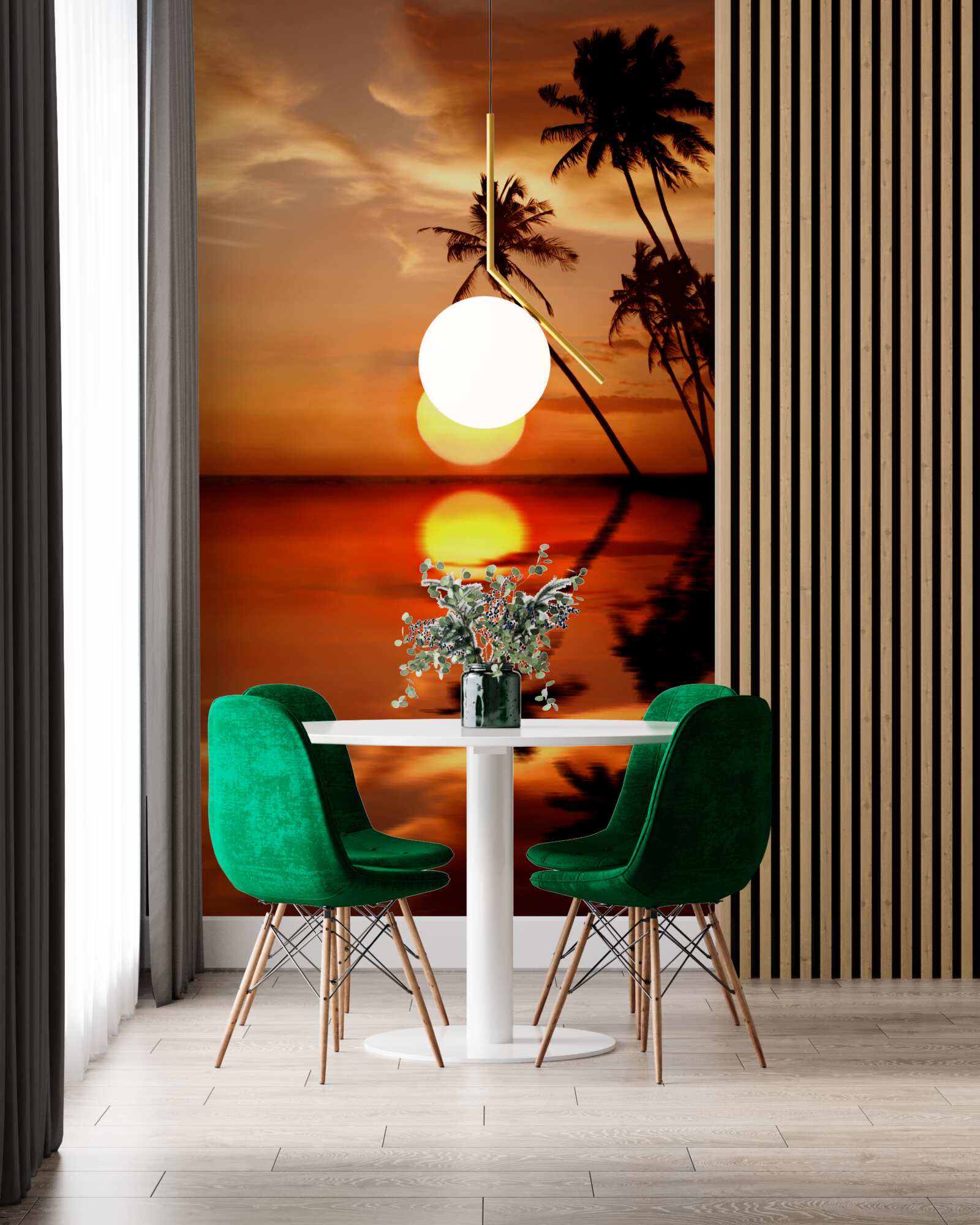 Fototapeta západ slnka na pozadí paliem