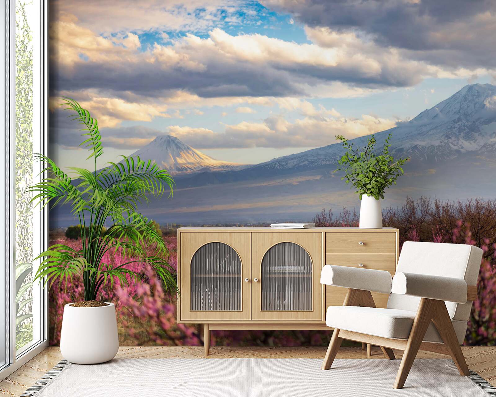 Fototapeta na úpätí hôr hrdo kvitnú čerešňové kvety