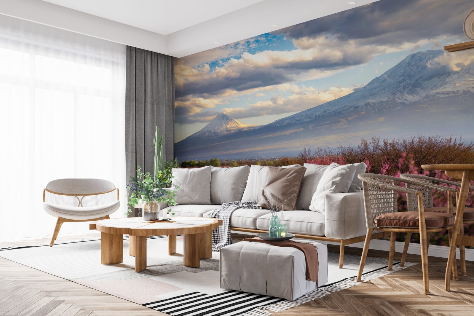 Fototapeta na úpätí hôr hrdo kvitnú čerešňové kvety