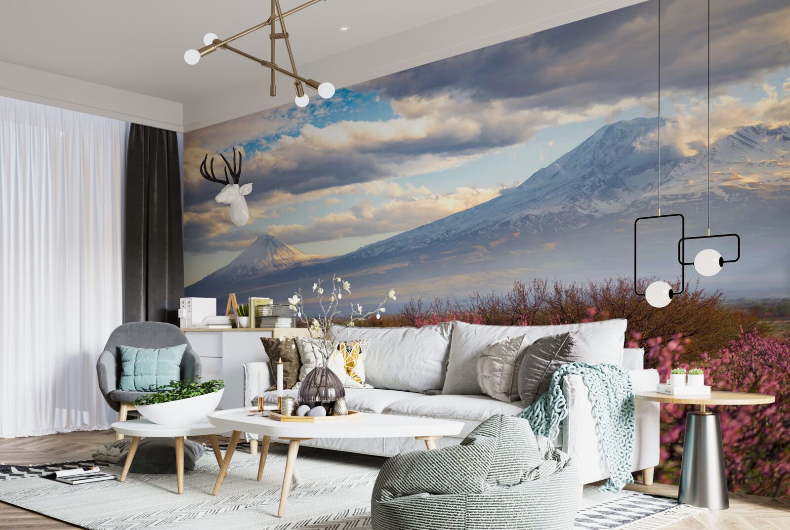 Fototapeta na úpätí hôr hrdo kvitnú čerešňové kvety