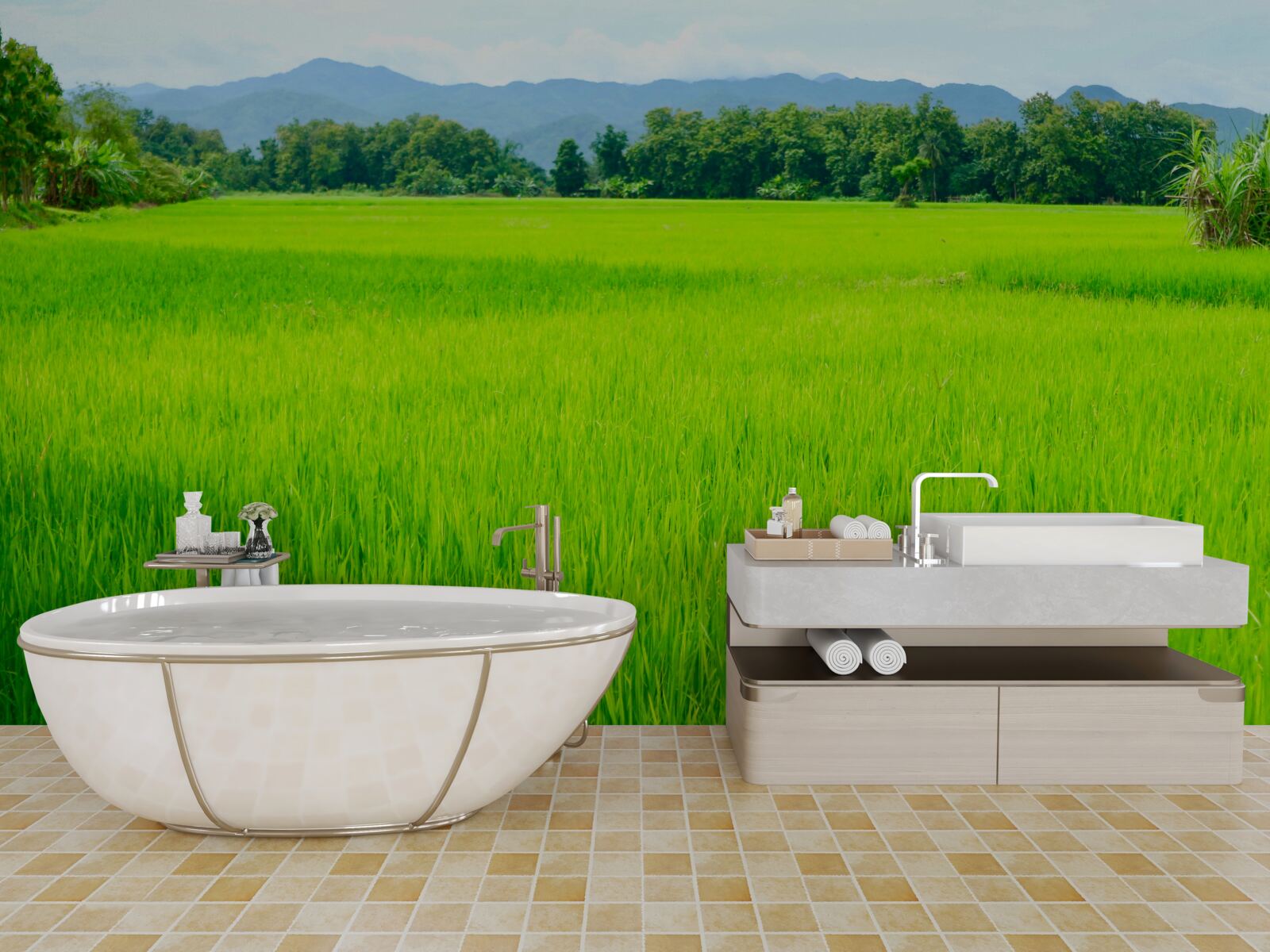 Fototapeta Lúka pokrytá zeleňou v horách