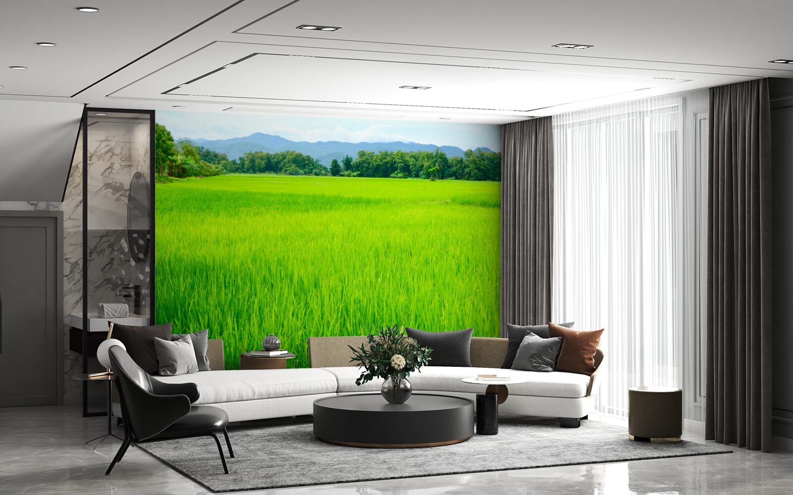 Fototapeta Lúka pokrytá zeleňou v horách