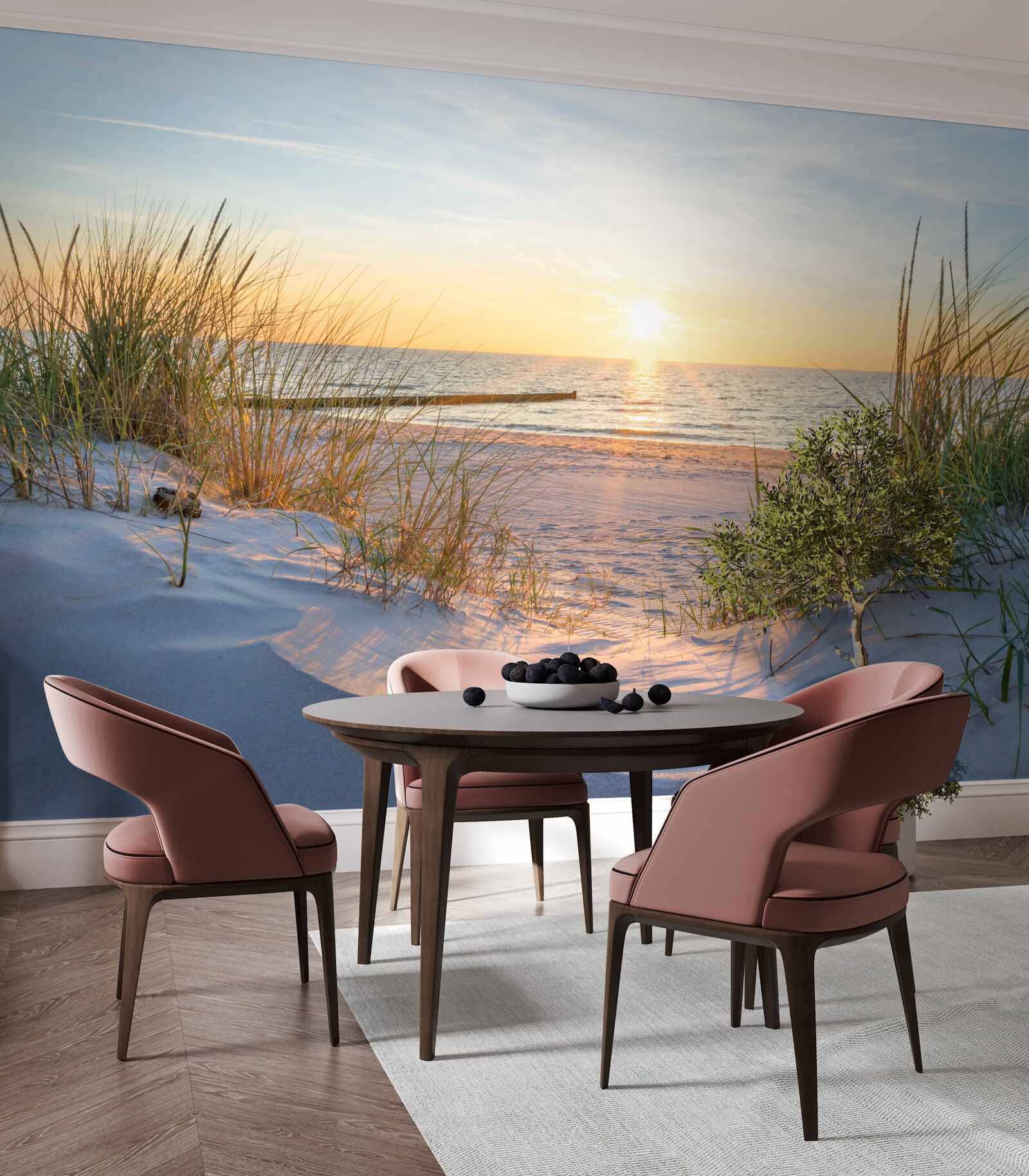 Fototapeta piesočnatú pláž zdobí zelená tráva