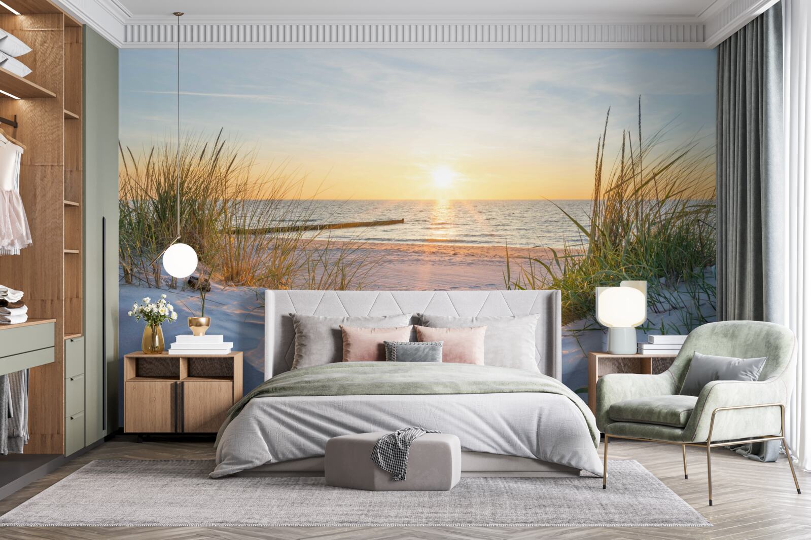 Fototapeta piesočnatú pláž zdobí zelená tráva