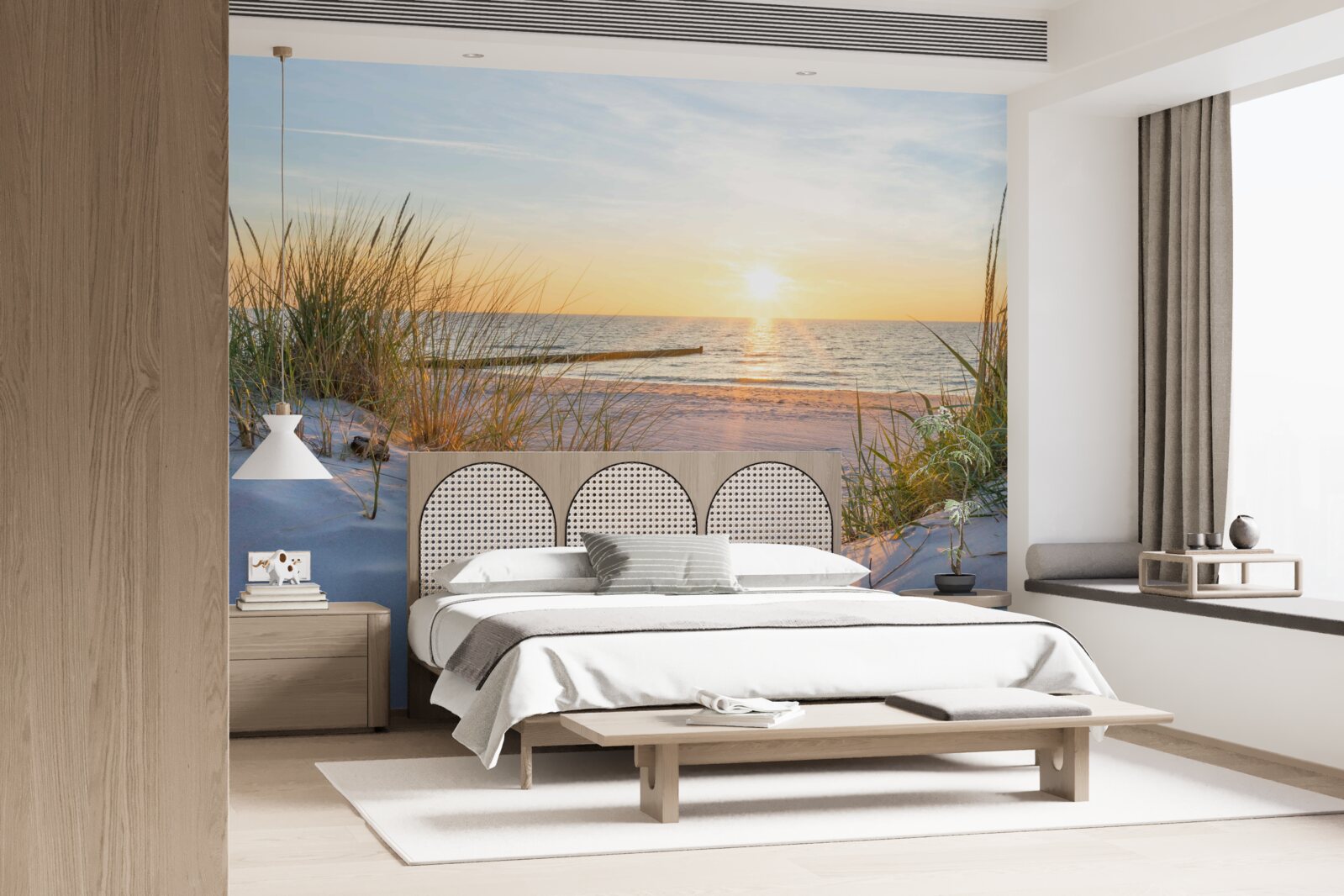 Fototapeta piesočnatú pláž zdobí zelená tráva