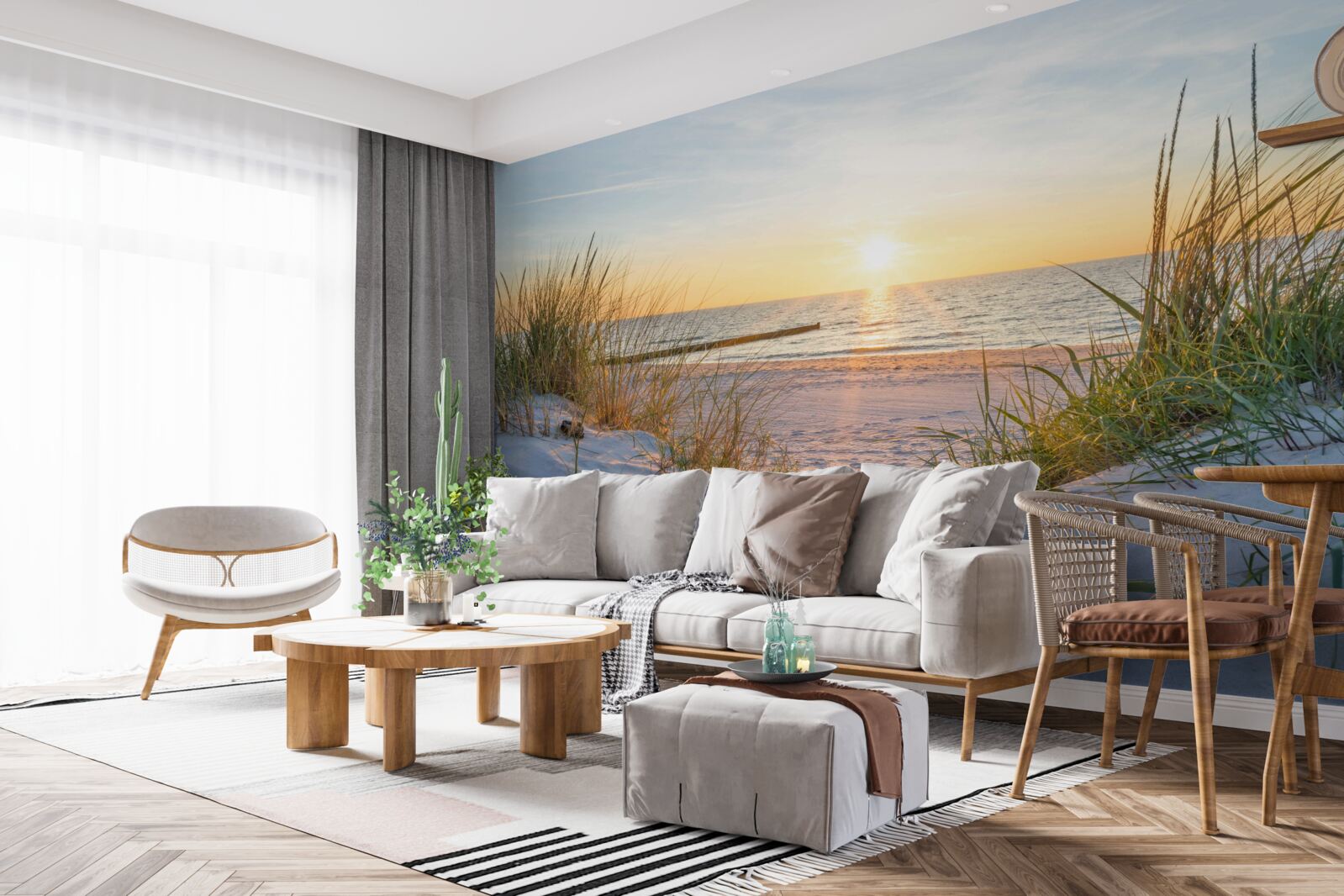 Fototapeta piesočnatú pláž zdobí zelená tráva