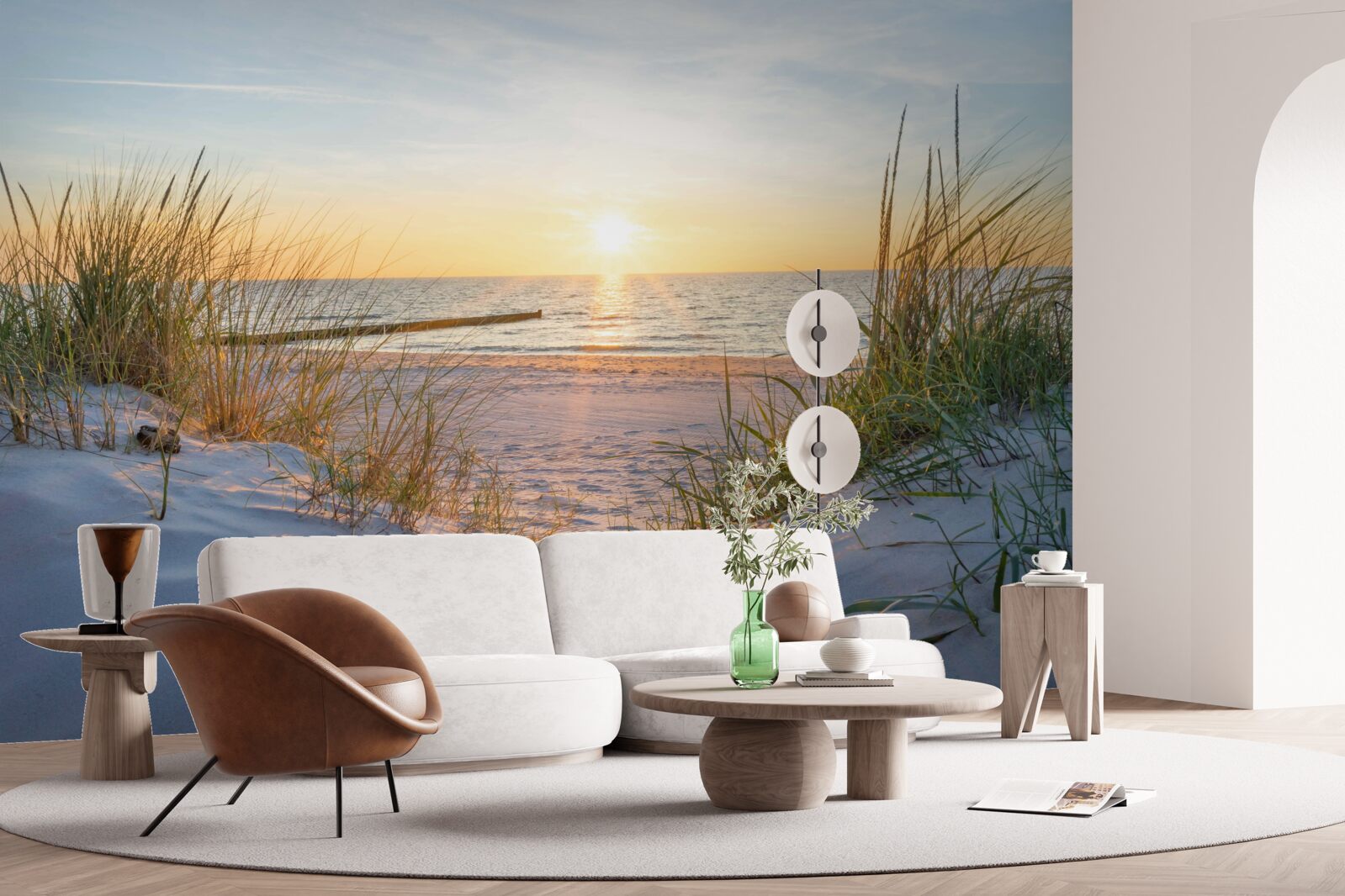 Fototapeta piesočnatú pláž zdobí zelená tráva